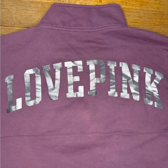 Victoria’s Secret PINK Half Zip Pullover Sweatshirt Graphic Mauve Womens - Picture 8 of 10